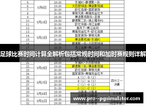 足球比赛时间计算全解析包括常规时间和加时赛规则详解