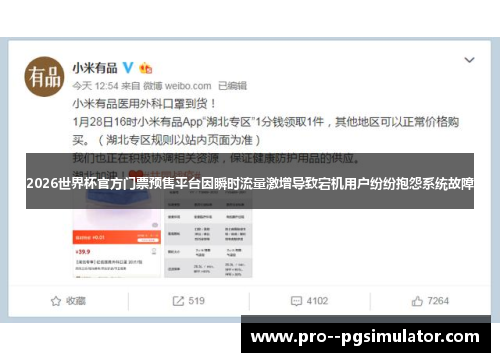 2026世界杯官方门票预售平台因瞬时流量激增导致宕机用户纷纷抱怨系统故障 2026世界杯官方门票预售平台因瞬时流量激增导致宕机用户纷纷抱怨系统故障