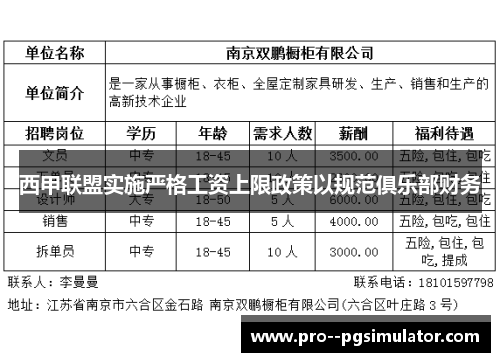 西甲联盟实施严格工资上限政策以规范俱乐部财务